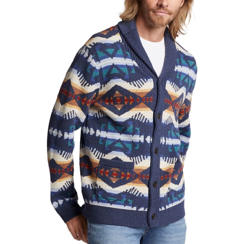 Pendleton Los Lunas Navy‎ Heather Designer Cardigan Sweater Size Medium